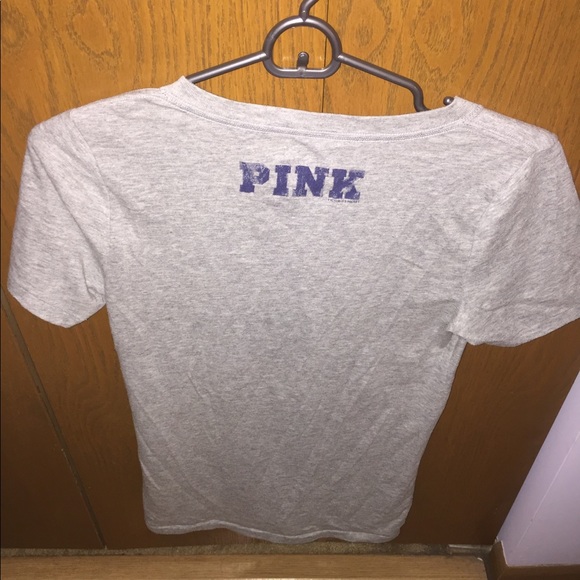 PINK Victoria Secret U OF I College T-Shirt Gray Size Small - Picture 3 of 4
